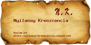 Nyilassy Kreszcencia névjegykártya